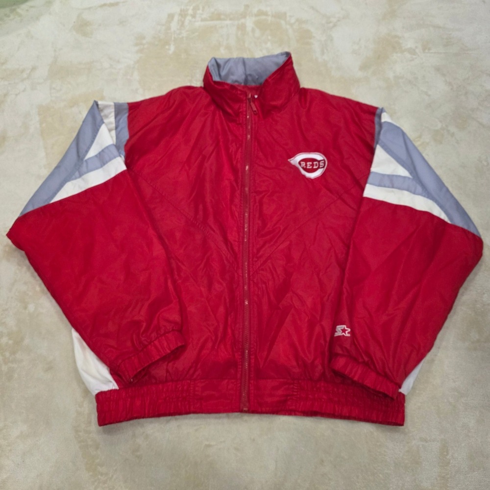 Vintage 90s Cincinnati Reds Starter Jacket Windbreaker Full Zip Red Men's XL MLB